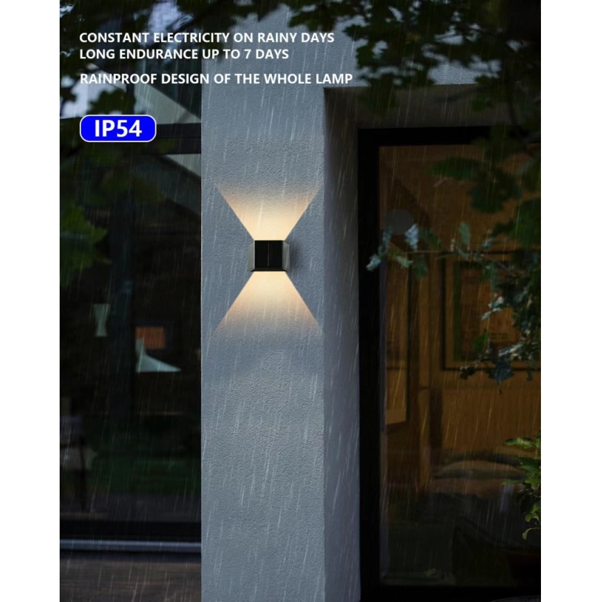 Brilagi - LED-Solar-Wandleuchte mit Sensor SOLAR CUBE LED/2W/3,2V IP54