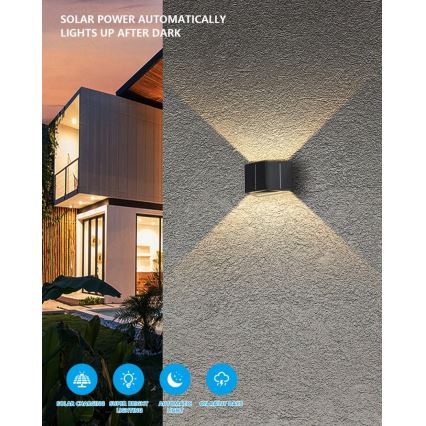 Brilagi - LED-Solar-Wandleuchte mit Sensor SOLAR CUBE LED/2W/3,2V IP54