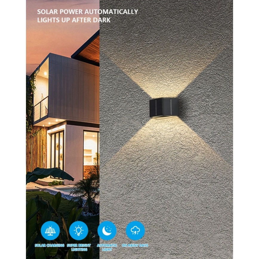 Brilagi - LED-Solar-Wandleuchte mit Sensor SOLAR CUBE LED/2W/3,2V IP54