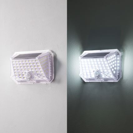 Brilagi - LED-Solar-Wandleuchte mit Sensor WALLIE LED/4W/5,5V 6500K IP64 silbern