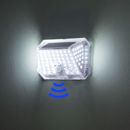 Brilagi - LED-Solar-Wandleuchte mit Sensor WALLIE LED/4W/5,5V 6500K IP64 silbern