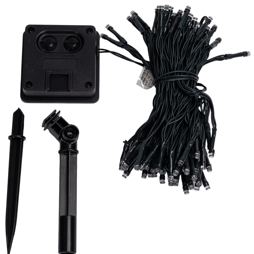 BRILAGI - LED-Solar-Weihnachts-Lichterkette 100 LEDs / 8 Funktionen, 12 m, 800 mAh, IP65, kaltweiß