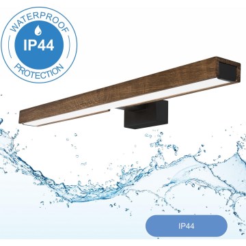 Brilagi - LED-Spiegelbeleuchtung für Badezimmer WOODY MIRROR LED/12W/230V 60 cm IP44 Eiche Walnuss/schwarz