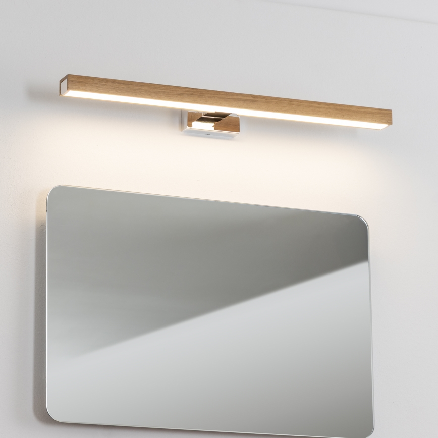 Brilagi - LED-Spiegelbeleuchtung für Badezimmer WOODY MIRROR LED/12W/230V 60 cm IP44 Eiche/glänzendes Chrom