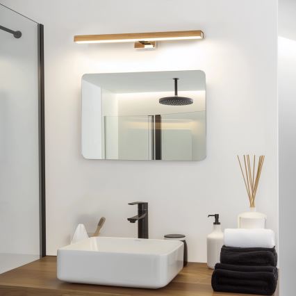 Brilagi - LED-Spiegelbeleuchtung für Badezimmer WOODY MIRROR LED/12W/230V 60 cm IP44 Eiche/glänzendes Chrom