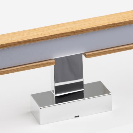 Brilagi - LED-Spiegelbeleuchtung für Badezimmer WOODY MIRROR LED/12W/230V 60 cm IP44 Eiche/glänzendes Chrom