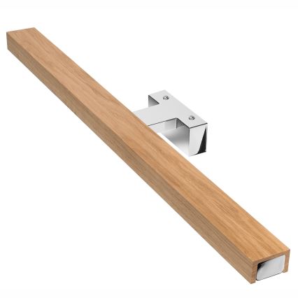 Brilagi - LED-Spiegelbeleuchtung für Badezimmer WOODY MIRROR LED/12W/230V 60 cm IP44 Eiche/glänzendes Chrom
