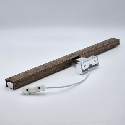 Brilagi - LED-Spiegelbeleuchtung für Badezimmer WOODY MIRROR LED/12W/230V 60 cm IP44 Eiche Walnuss/glänzendes Chrom
