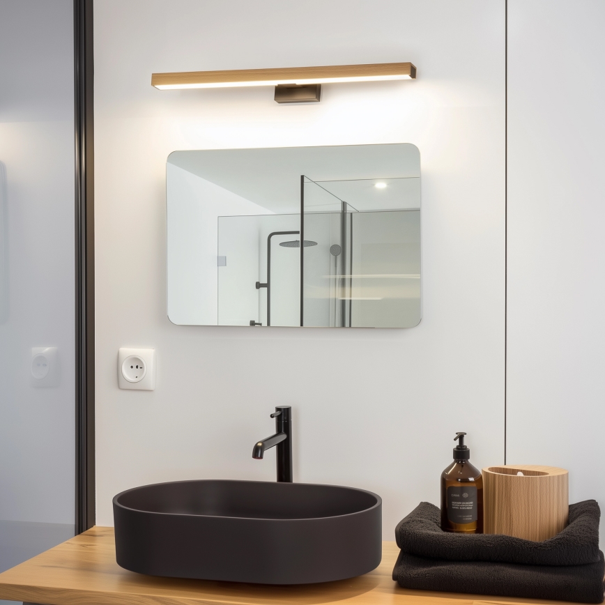 Brilagi - LED-Spiegelbeleuchtung für Badezimmer WOODY MIRROR LED/12W/230V 60 cm IP44 Eiche/schwarz