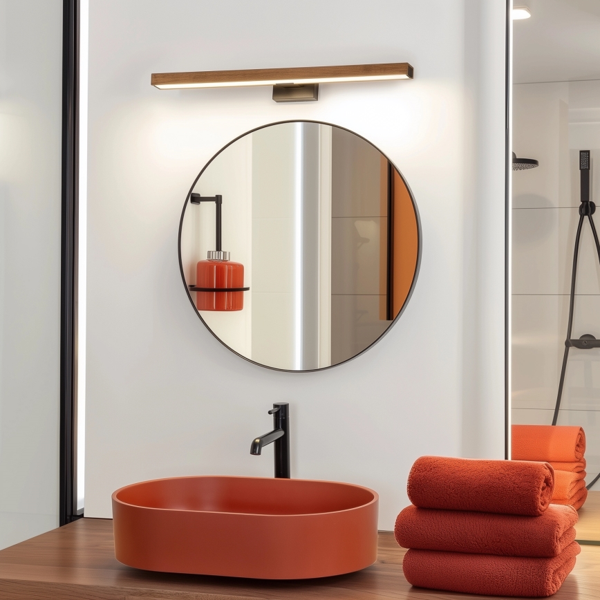Brilagi - LED-Spiegelbeleuchtung für Badezimmer WOODY MIRROR LED/12W/230V 60 cm IP44 Eiche Kirsche/schwarz