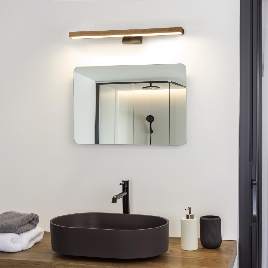 Brilagi - LED-Spiegelbeleuchtung für Badezimmer WOODY MIRROR LED/12W/230V 60 cm IP44 Eiche Walnuss/schwarz
