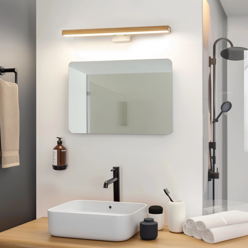 Brilagi - LED-Spiegelbeleuchtung für Badezimmer WOODY MIRROR LED/12W/230V 60 cm IP44 Eiche/weiß