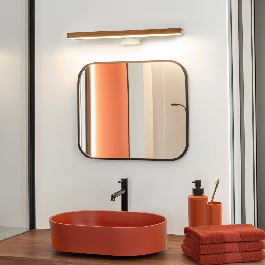 Brilagi - LED-Spiegelbeleuchtung für Badezimmer WOODY MIRROR LED/12W/230V 60 cm IP44 Eiche Kirsche/weiß
