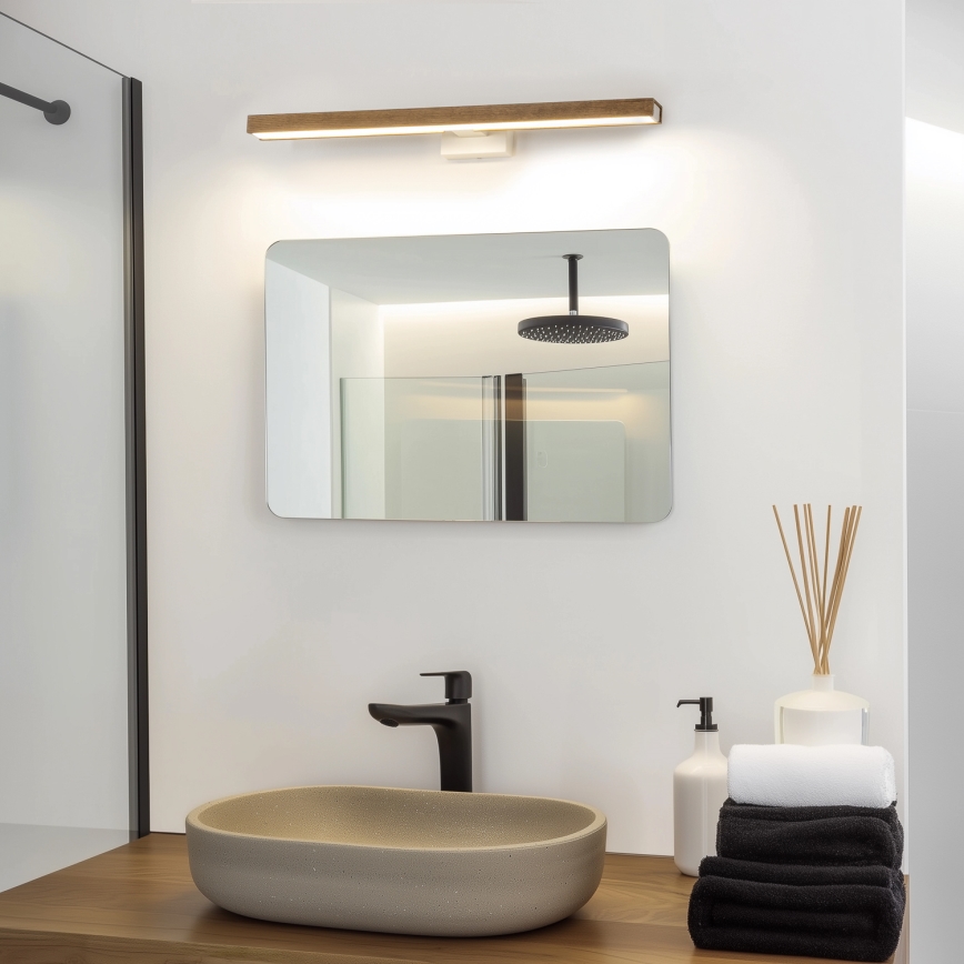 Brilagi - LED-Spiegelbeleuchtung für Badezimmer WOODY MIRROR LED/12W/230V 60 cm IP44 Eiche Walnuss/weiß