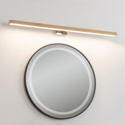 Brilagi - LED-Spiegelbeleuchtung für Badezimmer WOODY MIRROR LED/15W/230V IP44 Eiche/glänzendes Chrom