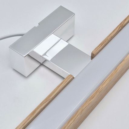 Brilagi - LED-Spiegelbeleuchtung für Badezimmer WOODY MIRROR LED/15W/230V IP44 Eiche/glänzendes Chrom