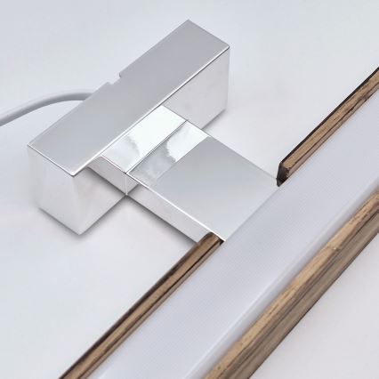 Brilagi - LED-Spiegelbeleuchtung für Badezimmer WOODY MIRROR LED/15W/230V 90 cm IP44 Eiche Walnuss/glänzendes Chrom