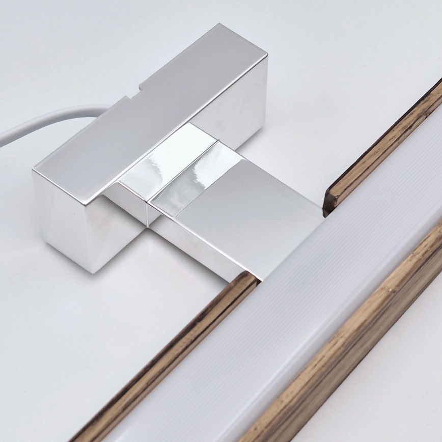 Brilagi - LED-Spiegelbeleuchtung für Badezimmer WOODY MIRROR LED/15W/230V 90 cm IP44 Eiche Walnuss/glänzendes Chrom