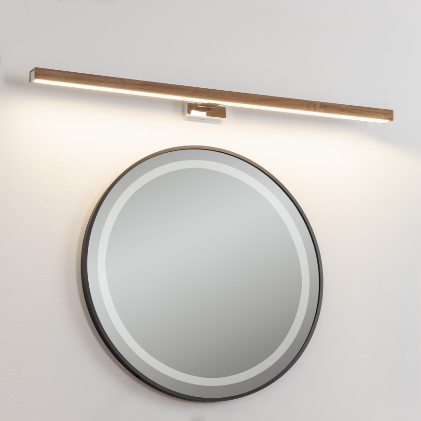 Brilagi - LED-Spiegelbeleuchtung für Badezimmer WOODY MIRROR LED/15W/230V 90 cm IP44 Eiche Kirsche/glänzendes Chrom