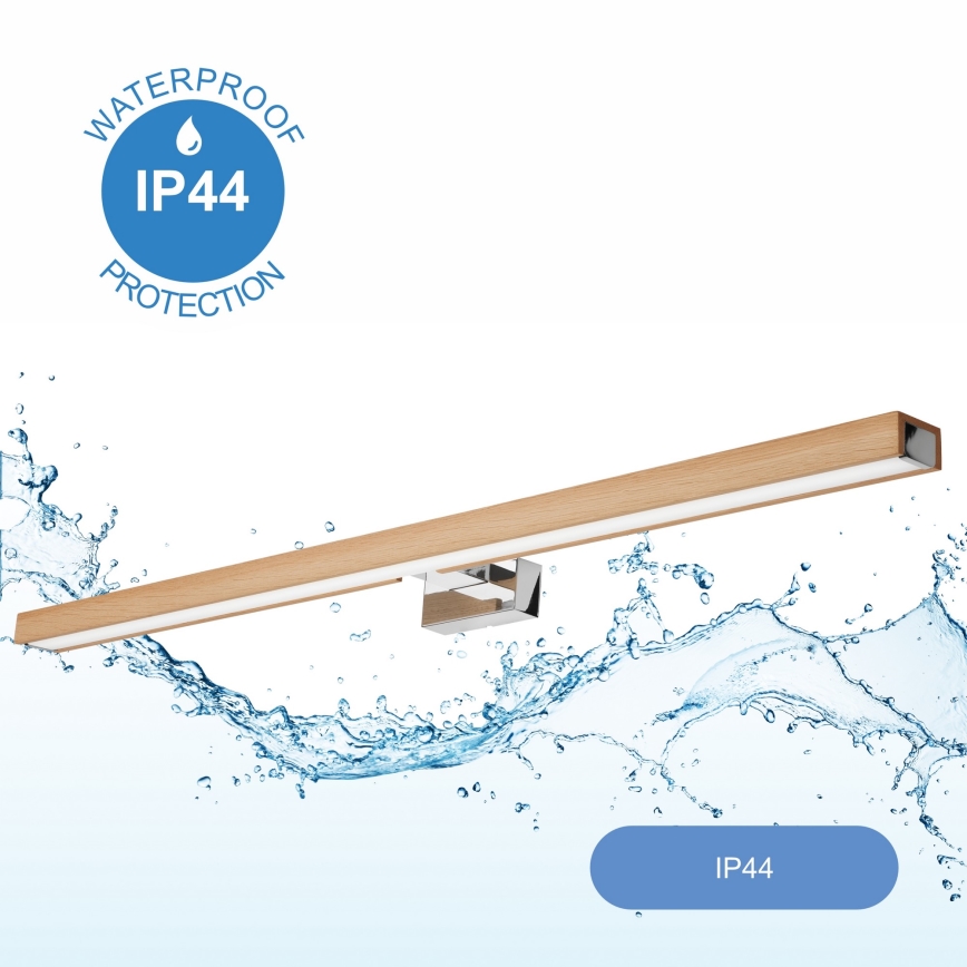 Brilagi - LED-Spiegelbeleuchtung für Badezimmer WOODY MIRROR LED/15W/230V IP44 Eiche/glänzendes Chrom