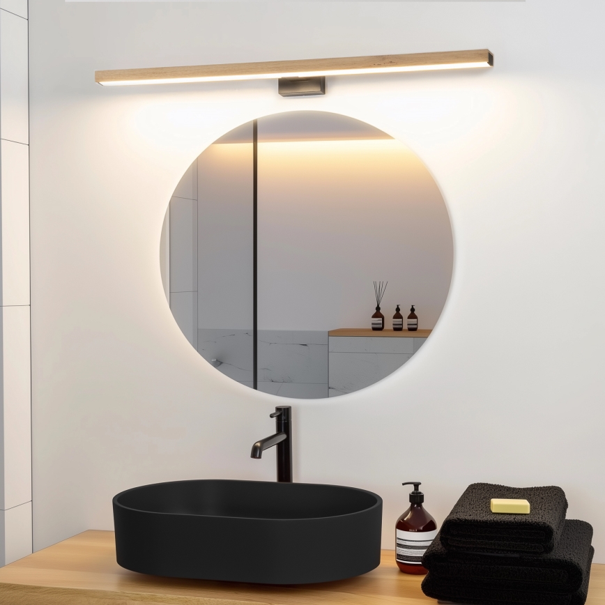 Brilagi - LED-Spiegelbeleuchtung für Badezimmer WOODY MIRROR LED/15W/230V 90 cm IP44 Eiche/schwarz