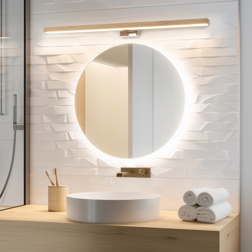 Brilagi - LED-Spiegelbeleuchtung für Badezimmer WOODY MIRROR LED/15W/230V 90 cm IP44 Eiche/weiß