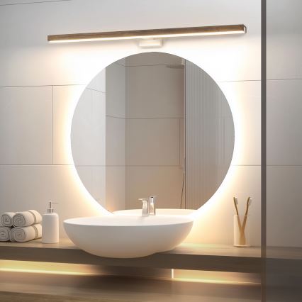 Brilagi - LED-Spiegelbeleuchtung für Badezimmer WOODY MIRROR LED/15W/230V 90 cm IP44 Eiche Walnuss/weiß