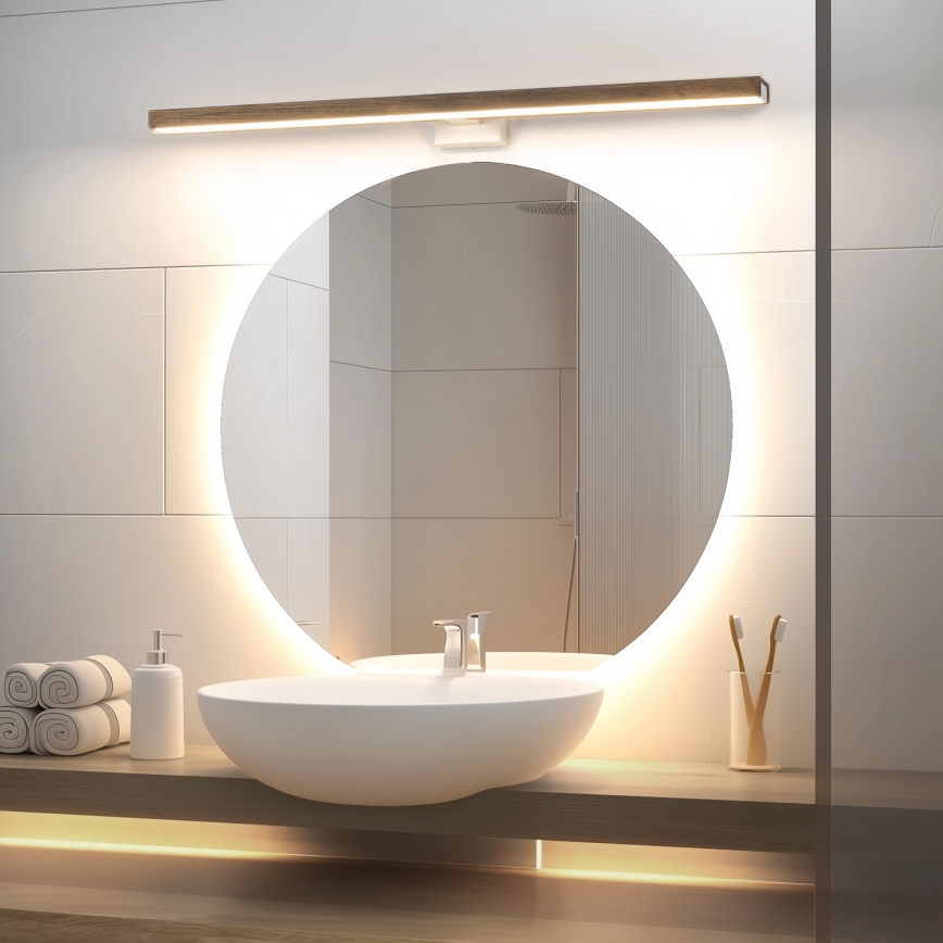 Brilagi - LED-Spiegelbeleuchtung für Badezimmer WOODY MIRROR LED/15W/230V 90 cm IP44 Eiche Walnuss/weiß
