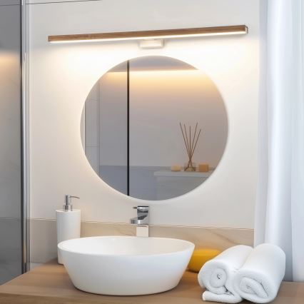 Brilagi - LED-Spiegelbeleuchtung für Badezimmer WOODY MIRROR LED/15W/230V 90 cm IP44 Eiche Kirsche/weiß