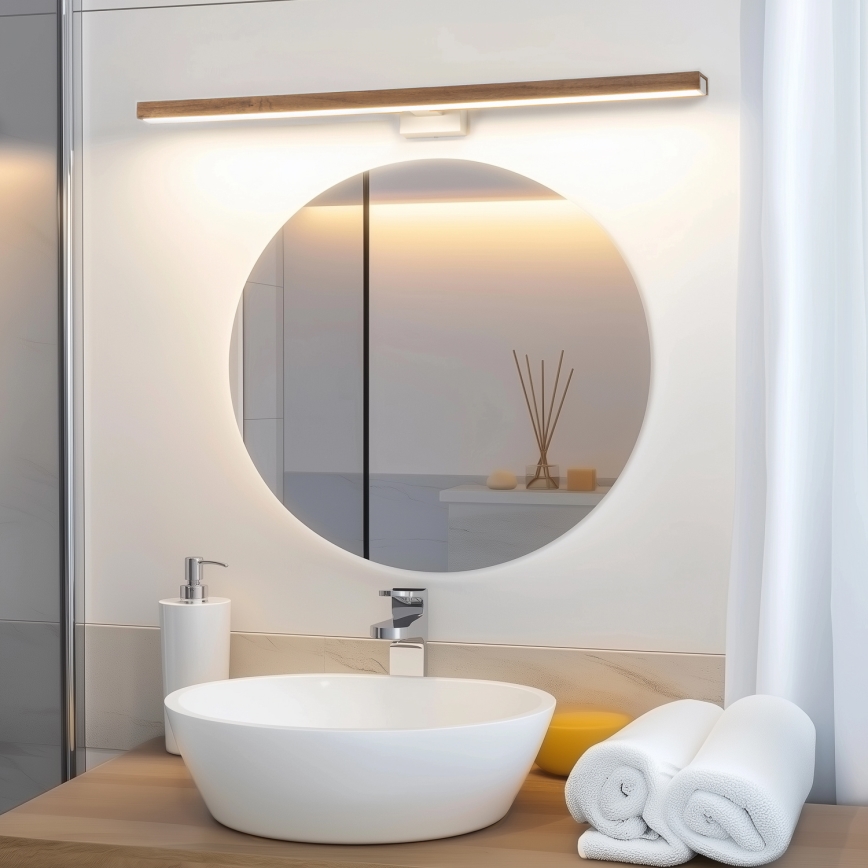 Brilagi - LED-Spiegelbeleuchtung für Badezimmer WOODY MIRROR LED/15W/230V 90 cm IP44 Eiche Kirsche/weiß