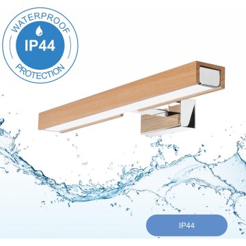 Brilagi - LED-Spiegelbeleuchtung für Badezimmer WOODY MIRROR LED/8W/230V 40 cm IP44 Eiche/glänzendes Chrom