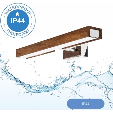 Brilagi - LED-Spiegelbeleuchtung für Badezimmer WOODY MIRROR LED/8W/230V 40 cm IP44 Eiche Kirsche/glänzendes Chrom