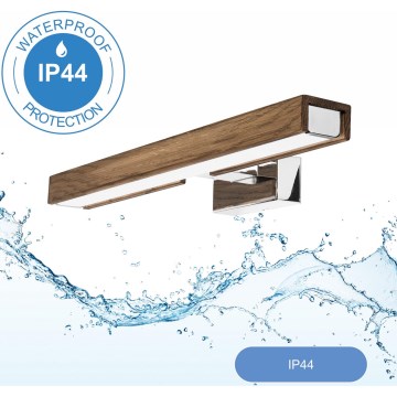 Brilagi - LED-Spiegelbeleuchtung für Badezimmer WOODY MIRROR LED/8W/230V 40 cm IP44 Eiche Walnuss/glänzendes Chrom
