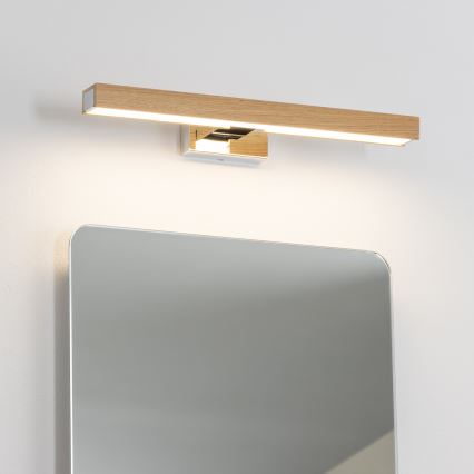 Brilagi - LED-Spiegelbeleuchtung für Badezimmer WOODY MIRROR LED/8W/230V 40 cm IP44 Eiche/glänzendes Chrom