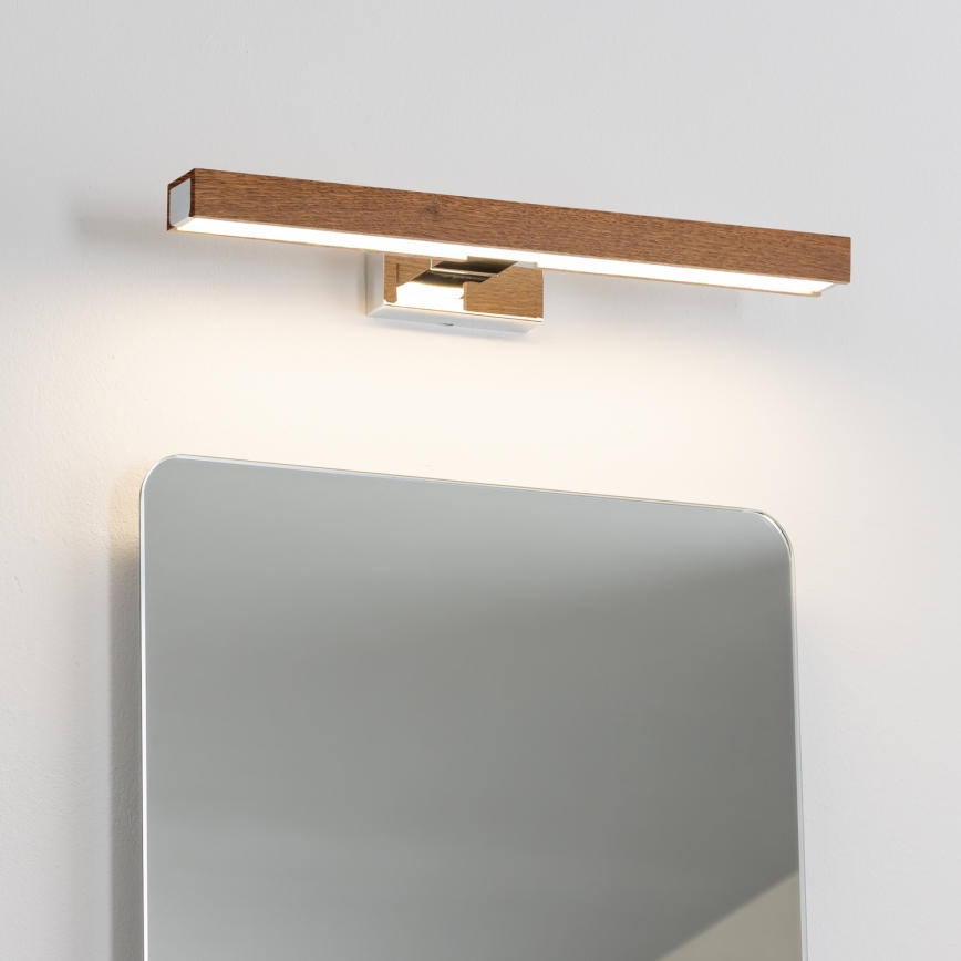 Brilagi - LED-Spiegelbeleuchtung für Badezimmer WOODY MIRROR LED/8W/230V 40 cm IP44 Eiche Kirsche/glänzendes Chrom