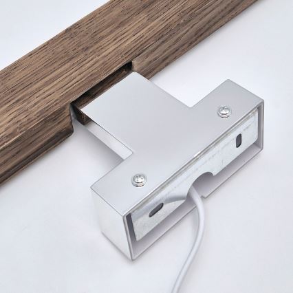 Brilagi - LED-Spiegelbeleuchtung für Badezimmer WOODY MIRROR LED/8W/230V 40 cm IP44 Eiche Walnuss/glänzendes Chrom