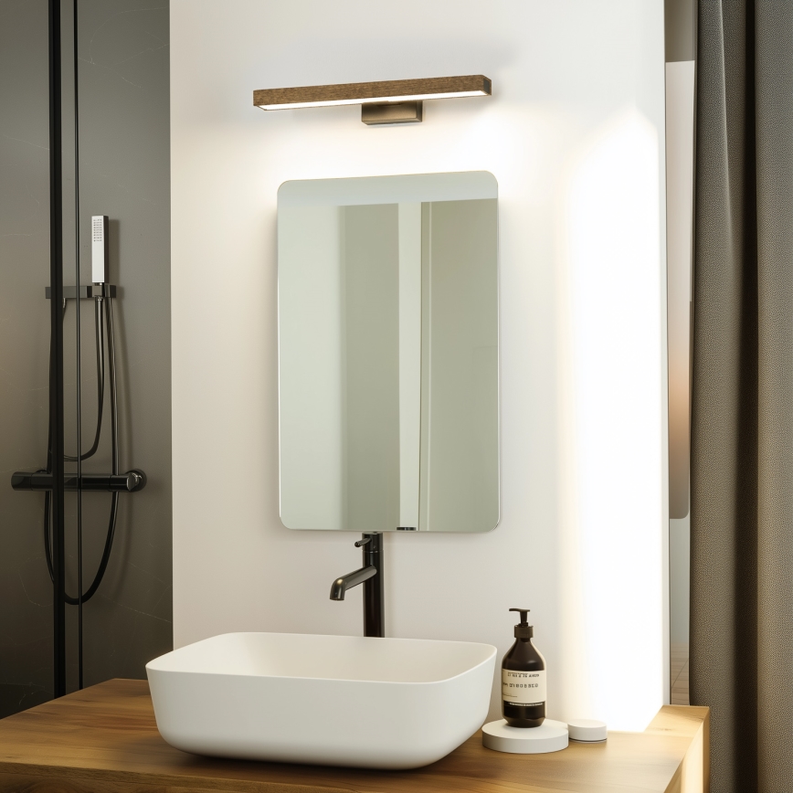 Brilagi - LED-Spiegelbeleuchtung für Badezimmer WOODY MIRROR LED/8W/230V 40 cm IP44 Eiche Walnuss/schwarz