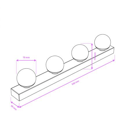 Brilagi - LED Badezimmer-Spiegelleuchte HOLLYWOOD 4xLED/3W/230V 53 cm IP44 gold