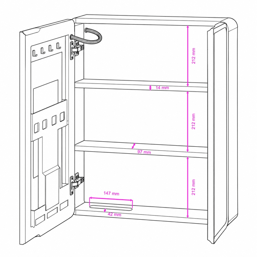 BRILAGI - LED Spiegelschrank mit Hintergrundbeleuchtung NOTO DOUBLE 60x70 cm