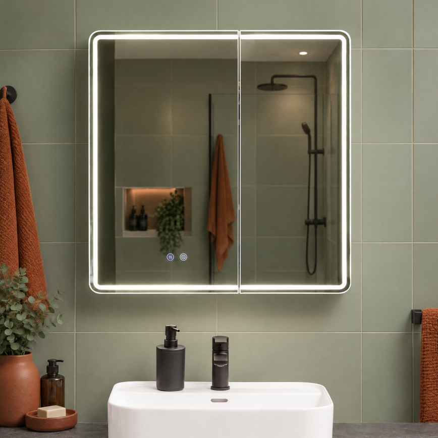 BRILAGI - LED-Spiegelschrank mit Hintergrundbeleuchtung NOTO DOUBLE 77x70 cm