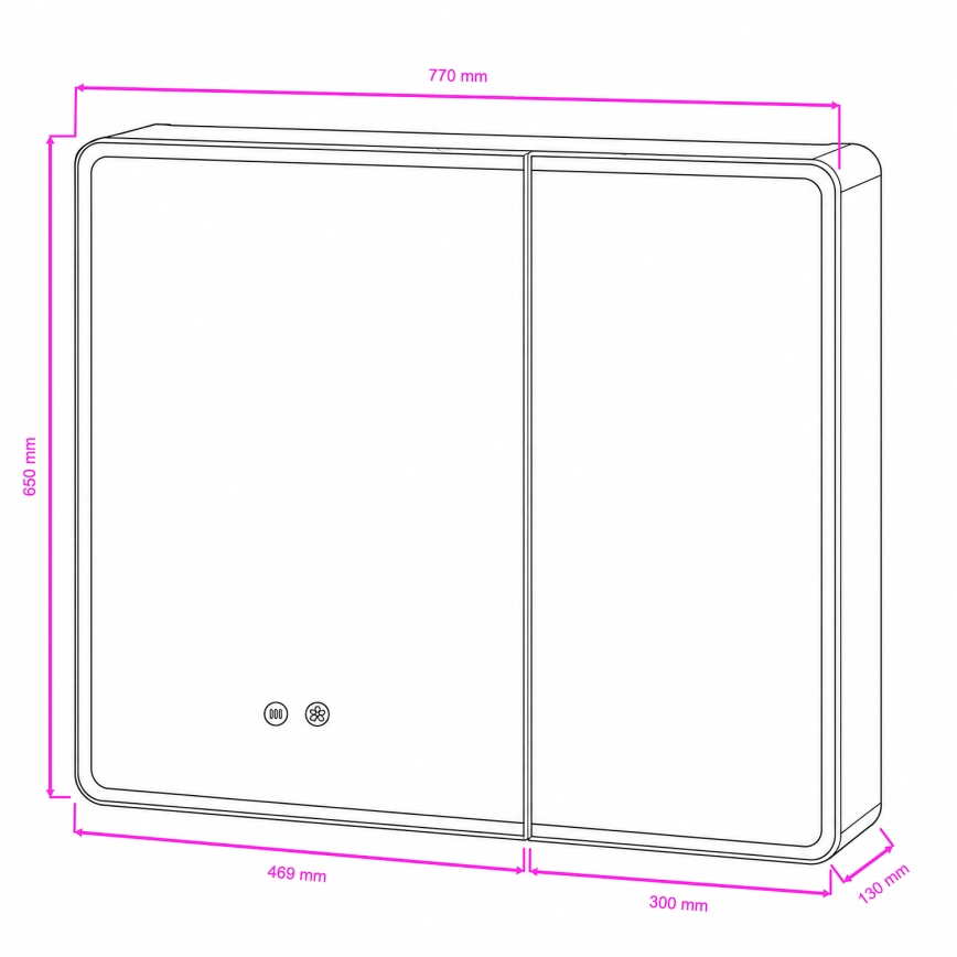 BRILAGI - LED-Spiegelschrank mit integrierter Beleuchtung NOTO DOUBLE 78x65 cm