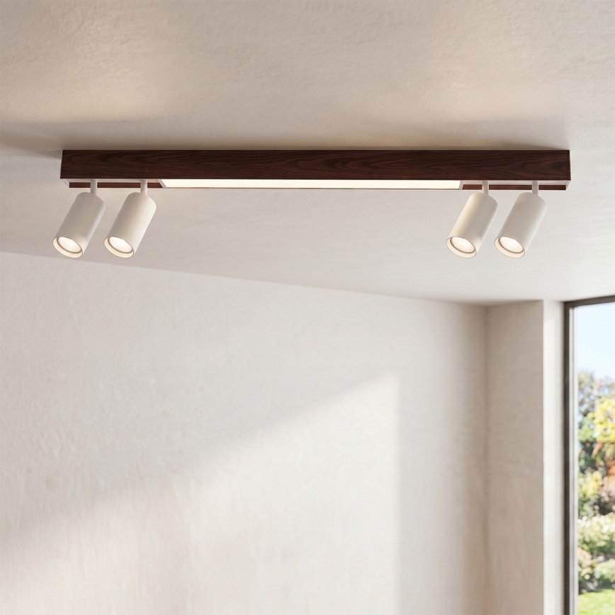 BRILAGI - LED-Spotleuchte SELE 4xGU10/30W/230V + LED/20W weiß/Eiche-Dekor
