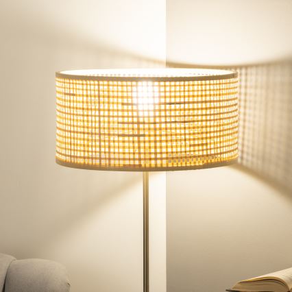 Brilagi - LED Stehlampe CERIA 1x E27/40W/230V Ø 25 cm Bambus/mattes Chrom