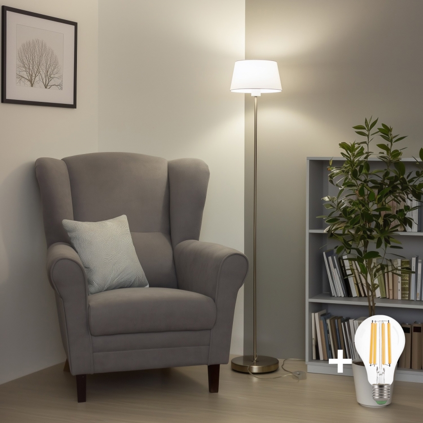 Brilagi - LED Stehlampe CERIA 1xE27/40W/230V Ø 25 cm weiß/mattchrom