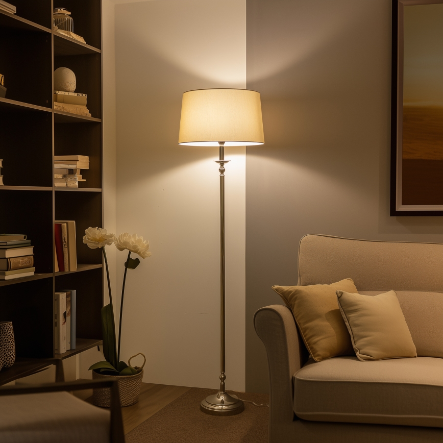 Brilagi - LED-Stehleuchte CERIA 1xE27/60W/230V Ø 45 cm glänzender Chrom/beige