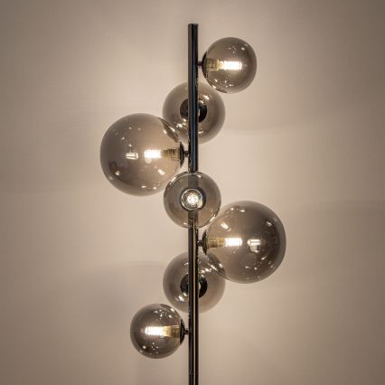 BRILAGI - LED-Stehleuchte MILLA 7xG9/3W/230V schwarz-chrom/rauchglas