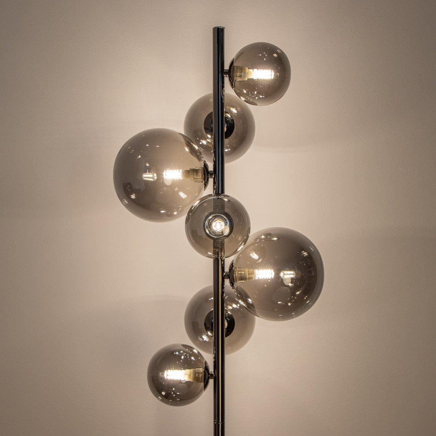 BRILAGI - LED-Stehleuchte MILLA 7xG9/3W/230V schwarz-chrom/rauchglas