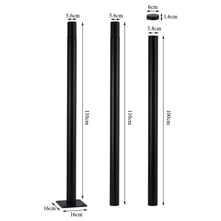 Brilagi - LED-Straßenleuchte mit 3 m Mast URBANSPARK LED/60W/230V schwarz IP65