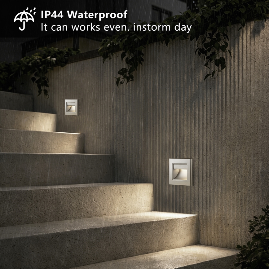 Brilagi - LED-Stufenleuchte STEP LIGHT LED/1,5W/230V IP44 Silber