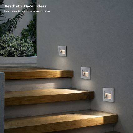 Brilagi - LED-Stufenleuchte STEP LIGHT LED/1,5W/230V IP44 Silber